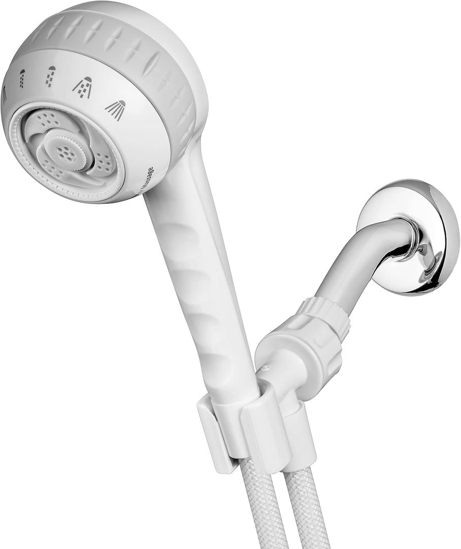 Waterpik Original Massage Shower Head Handheld Spray with 5-Foot Hose, Includes Massaging Sprays and 6 Modes, DIY Easy Installation, 1.8 GPM, White, SM-651E (No Size)