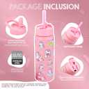 FAHRMOSIS 18 OZ Kids Water Bottle with Straw & 2 Lids (Flip & Spout) Leak Proof Metal Insulated Stainless Steel Reusable Tumbler for School & Sports Water Bottle - Pink (Unicorn)