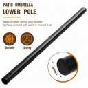 Otoolling 1 Pack 1.5'' Dia Umbrella Replacement Lower Pole, Heavy Steel Patio Umbrella Bottom Pole Replacement, 1.7 mm Thickness, No Bullet Buckle Outdoor(Black,42.5'')