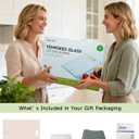 Tempered Glass Cutting Board Set, Large 12x16 Glass Cutting Board for Kitchen with 4 Non-Slip Feet, Heat & Shatter Resistant, Dishwasher Safe, Includes Bonus Sponge & Cloth,Perfect Kitchen Gift-Beige (Beige-Nano Etched Finish)