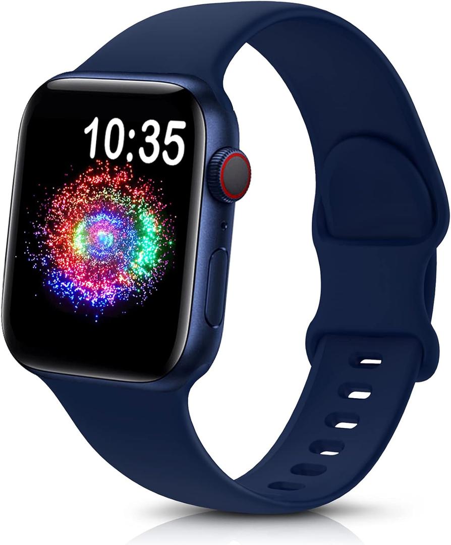 TreasureMax Sport Band Compatible with Apple Watch Bands 38mm 40mm 41mm 42/44mm 45mm 46mm 49mm Navy Blue, Soft Silicone Strap Compatible for Apple Watch Series 11 10 9 Ultra SE&SE2 8 7 6 5 4 3 Men Women