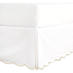 HIG Off White Chic Queen Bed Skirt - Easy Fit Scallop Edge Pleated Bedskirts, 14 Inch Drop Anti-Slip Dust Ruffle, Thick Fabric for Enhanced Privacy, Pre-Washed for Long-Lasting Use(N60022)