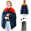 COVBOARD USB Heated Blanket for Keeping Warm, Cordless Wearable Throw with 3 Heat Levels, Battery Operated(No Power Bank Included) Shawl for Outdoor Use(Navy)