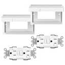 ELEGRP Horizontal Outdoor GFCI Outlet with Cover, Weather Resistant GFCI Receptacle and Wall Plate, 15 Amp Self-Test GFI Outlet, Thinner Design Ground Fault Receptacle, UL Listed, Matte White, 2 Pack