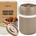 51 oz Adults Vacuum Insulated Wide Mouth Soup Food Thermos Hot Food Jar with Keep Thermal Portable 2 Tier Stackable Bento Hot Food Containers Lunch Boxes (Gray, 51)