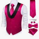 Barry.Wang Mens Formal Suit Vest Casual Business Waistcoat Tie Bowtie Set Shawl Collar Slim Fit Vest Wedding Party, Size Small