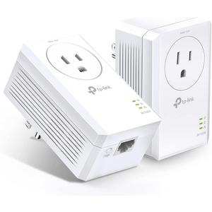 TP-Link AV1000 Powerline Ethernet Adapter Kit (TL-PA7017P KIT) - Passthrough, Noise Filtering, Gigabit Port, Plug Pair & Play, Network Adapter