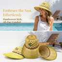 Unisex Bamboo Woven Sun Hat Wide Brim Asian Hat Breathable Pineapple Style Uv Protection Men's Caps for Beach Outdoor Activities Performance (Yellow)