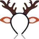 2 x Christmas Reindeer Antlers Headband, Fluffy Deer Reindeer Antlers Hair Accessories for Women, Christmas Cosplay Costume Party