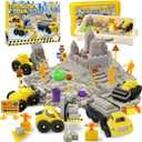 Magic Sand Construction Kit - 3lbs Sand, 5 Vehicles, 11 Molds, 8 Tools, 7 Signs, 4 Workers, Building Toys for Ages 3-8+