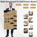 Ndsox 4 Pack 36" x 48" White Trifold Poster Board Large Corrugated Tri Fold Business Presentation Boards Picture Posterboard for Science Fairs, School Projects, Event Displays, Art Exhibitions