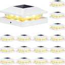 Brightever 4x4 3.5x3.5 Solar Post Cap Lights Outdoor 16-Pack, Solar Fence Post Lights Fit Vinyl/Wood Posts, 2 Modes(Warm/Cool White), Solar Powered Waterproof Deck Post Lights for Patio Porch, White