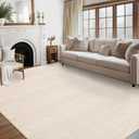 RUGSREAL Solid Area Rug 9x12 Large Living Room Rug Stain Resistant Dining Room Throw Carpet Modern Washable Area Rug Non-Slip Low Pile Boho Rug for Bedroom Home Decor Office, 9' x 12' Ivory Beige