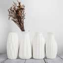 Set of 4 Small White Ceramic Vases Table Flower Vase Modern Decorative Vases for Pampas Grass, Small Vase for Home Living Room Dining Table Farmhouse Office Decor-4.9inch High