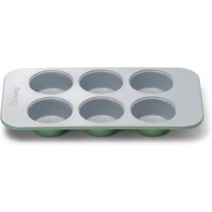 Caraway Nonstick Ceramic 6 Cup Muffin Pan  Non-Toxic, PTFE & PFOA Free  Oven Safe  Aluminized Steel Core  Small Muffin Pan for Baking Cupcakes, Muffins & More - Sage