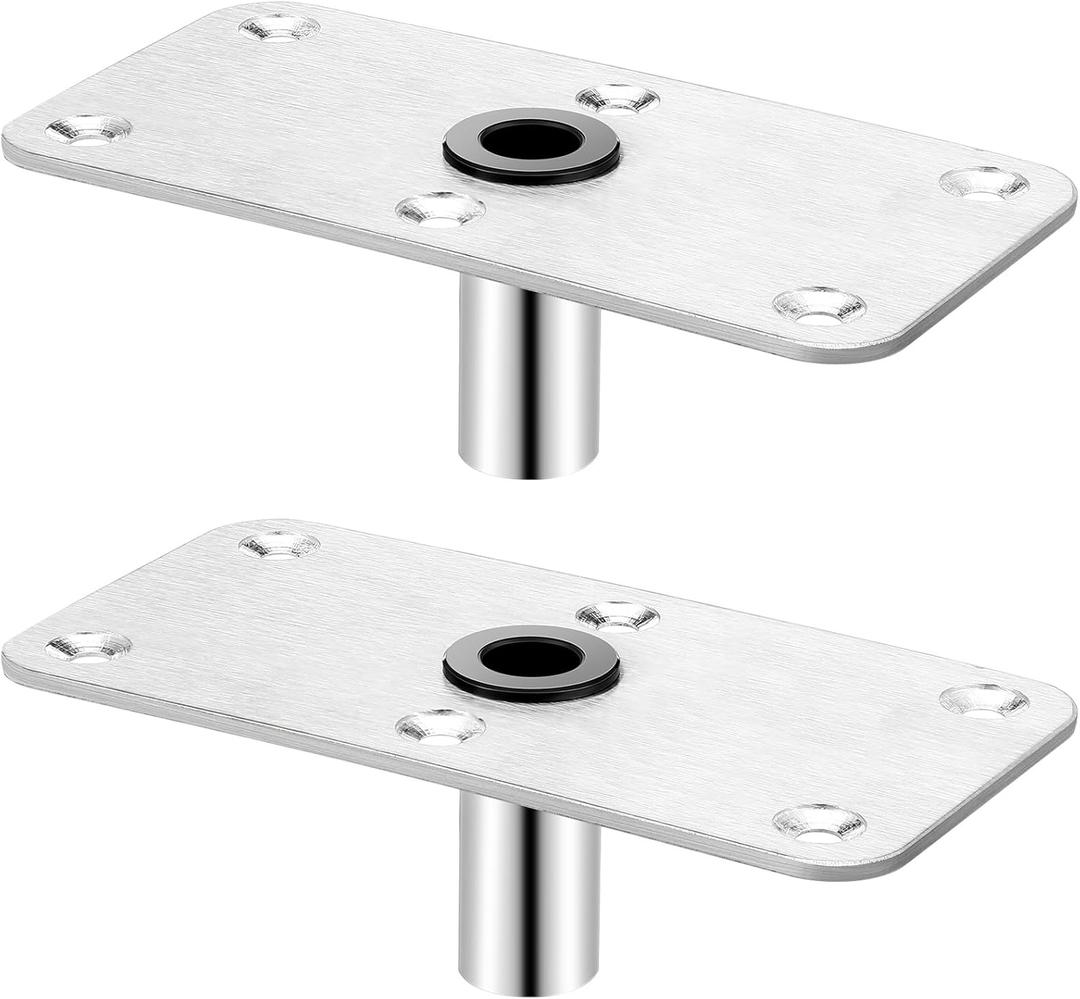 2 Pcs Boat Seat Pedestal Seat Post Base Stainless Steel Pedestals for 3/4" Seat Pin Post Socket, Heavy Duty Boat Accessories (4''x 8'', Silver)