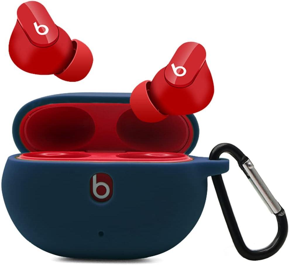 Silicone Case for Beats Studio Buds 2021/2023, Premium Shockproof Silicon New Beats Studio Buds Case Cover with Keychain (Midnight Blue)