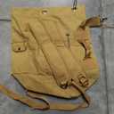 Military Duffel Bag Top Load Double Strap Canvas Backpack Army Travel (upgrade khaki small)