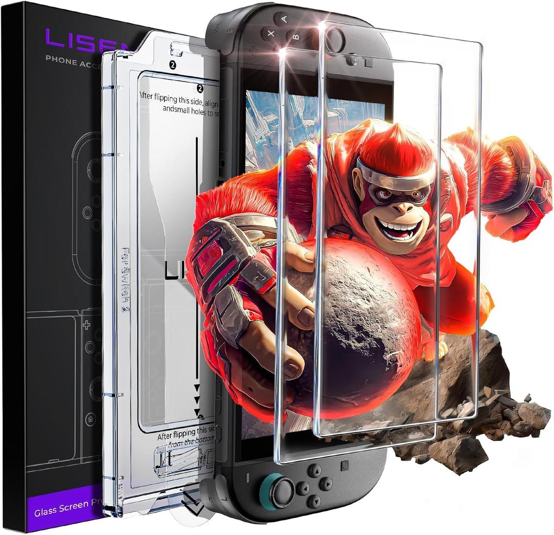 LISEN 2-Pack Screen Protector for Nintendo Switch 2 [2025 Upgrade] (ANTI-GLARE & Auto Alignment Kit) Tempered Glass, Accessories, Switch2 [Longest Durable] Full Coverage switch 2 HD Clear, 2 Pack