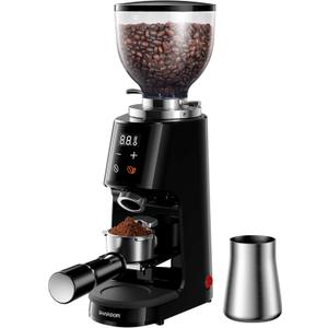 SHARDOR Professional 64mm Burr Coffee Grinder with 100 Grind Settings and All-Metal Chamber, Coffee Bean Grinder with Adjustable Electronic Timer and LED Display, Anti-Static, Black