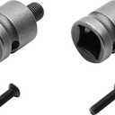 2 Pcs Threaded Drill Chuck Square Female Adapter, 3/8" Square Female Chuck Adapter with Reverse Thread Screw for Impact Wrench(With Hole)