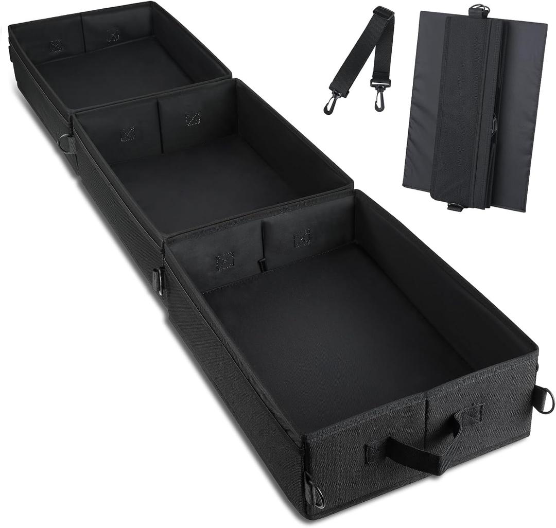 Lukeline Under Seat Storage Truck Tool Box Organizer for Truck Seat Storage Ford F150 F250 F350, 3 Compartment Collapsible Portable Truck UnderSeat Storage Organizer Box