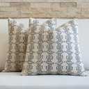 FIOUOVO Floral Throw Pillow Covers 24x24 Set of 2 Block Print Cushion Covers Farmhouse Neutral Accent Decorative Pillow Covers Home Decor for Sofa Couch Living Room Bedroom, Light Taupe