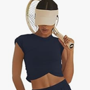 LAMISSCHE Womens Loungewear Outfits Cropped Top (Small, Navy)