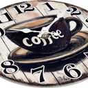 Vintage Coffee Sign Kitchen Wall Clock,Rustic Coffee Wall Clock Decor Battery Operated for Kitchen/Cafes/Dining Room/Home(12 Inch)