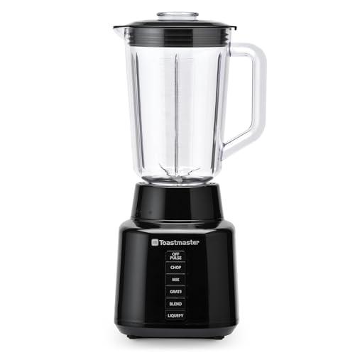 Toastmaster 5 Speed Blender with 48-oz Plastic Jar - Kitchen Blender with Stainless Steel Blades - For Fruit Smoothies & More - Multiple Speeds & Pour-Through Lid