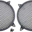 2pcs 12 Inch Speaker Grille Cover ABS Mesh with Mounting Screws Plastic Mesh Cover Stage Box Exterior Mesh Cover Plastic Legged Mesh Frame Sound Speakers for Home Audio Black