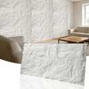 3D Faux Stone Wall Panels, 4-Pack Thicker PU, White Finish, 47.24"L x 23.62"W