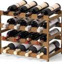 Ruichang Wine Rack Sturdy Wine Countertop - Bamboo Wine Bottle Holder Wine Storage Racks Counter Wine Stand Inserts for Cabinet Free Standing Floor Table Wine Organizer (4-Tier, 16 Bottle Capacity) (Walnut)
