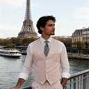 HUUTOE Mens Vest and Pants Suit 2 Piece Slim Fit Suits for Wedding Grooms Dress Waistcoat+Pants Casual Prom Tuxedo Set (One Size, Beige)