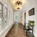 Sputnik Ceiling Light, Black Wood Farmhouse Flush Mount for Kitchen, 1 Pack