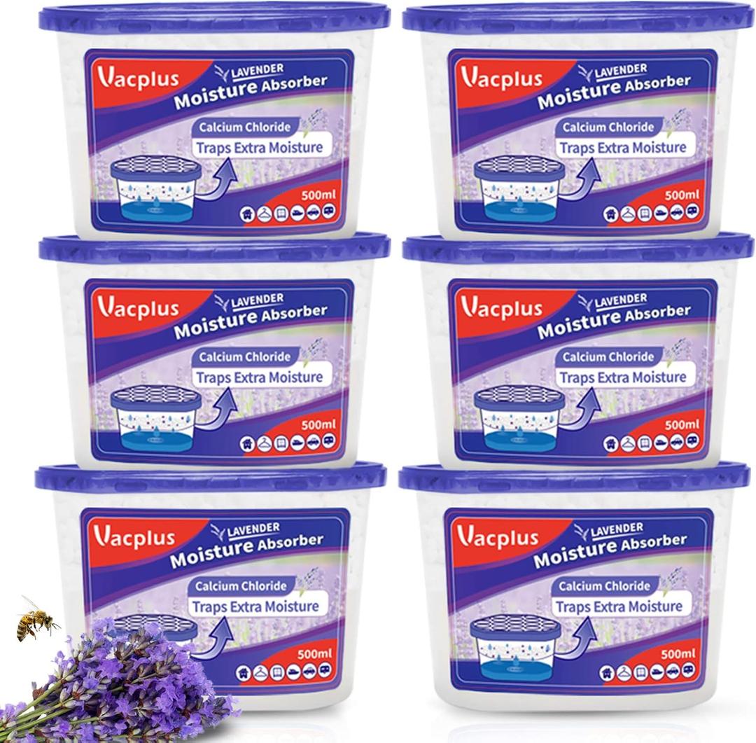 Vacplus Moisture Absorbers 3Pack, 16.0 Oz Portable Humidity Absorber Boxes for Your Bathroom, Closet & Car, Dehumidifier with Lavender Fragrance, Purple Vacplus Moisture Absorbers 3Pack, 16.0 Oz Portable Humidity Absorber Boxes for Your Bathroom, Closet & Car, Dehumidifier with Lavender Fragrance, Purple