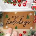 Duraaamo Happy Holidays Christmas Door Mat Nature Coir Christmas Welcome Door Mat Non Slip Floor Mats for Xmas Indoor Entrance Porch Front Decor, 28 x 16 Inch