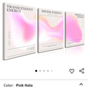3 Piece Framed Pink Wall Art – Abstract Aura Gradient Canvas Prints – Aesthetic Minimalist Room Decor for Bedroom, Dorm, Bathroom, Living Room – Coquette Pastel Wall Decor 16x24in