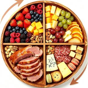 lukar 23.6'' Round Swivel Charcuterie Board, Acacia Wood 360° Rotating Tray