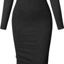 OQQ Women's Long Sleeve Maxi Dress Square Neck Ribbed Bodycon Lounge Soft Dresses (Black), XL 