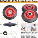 WPW10314173 Roller Drum Support Kit with WP691366 Idler Pulley 341241 Dryer Belt WPW10359269 & WPW10359270 Dryer Drum Shafts Replaces W10314171 8066065 Dryer Belt for Whirlpool Maytag Dryers