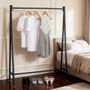 Black Modern Clothing Rack Metal,Retail Clothing Racks for Boutiques,Clothes Racks for Hanging Clothes,59in Industrial Iron Garment Rack