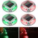 VOLISUN Christmas Solar Driveway Lights Dock Marine Lights 4 Pack,2 Colors in 1,Outdoor LED Deck Lights,Solar Powered Waterproof Warning Step Lights for Driveway Sidewalk Pathway (Red/Green)