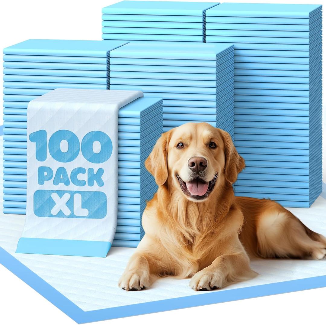 Powools Puppy Pads - 100 Packs, 34"28" Ultra-Large Puppy Pads, Tear-ResistantPee Pads for Dogs, 6-Layer Ultra-Absorbent & Quick-Dry Black Training Pads