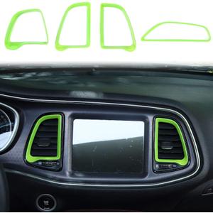 Voodonala for Challenger Center Consoles AC Outlet Vent Air Vent Grille Trim for 2015-2024+ Dodge Challenger Interior Accessories,ABS Light Green 4pcs
