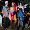 Sally Costume Women Adult Sally Dress Suspender with Wig Halloween Christmas Nnight Cosplay Outfit (Medium, Red)