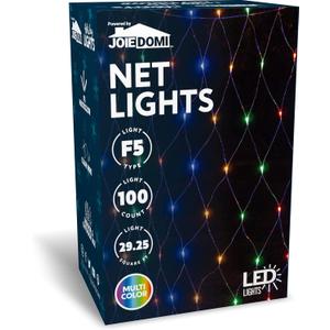 Joiedomi 100 LED 4.5ft x 6.5ft Christmas Net Lights for Indoor & Outdoor Decorations, Christmas Events, Christmas Eve Night Decor, Christmas Tree, (Multicolor)
