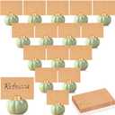 Yaomiao 16 Pcs Thanksgiving Table Decor Pumpkin Place Card Holders Mini Name Number Holders for Thanksgiving Table Setting Fall Autumn Party Photo Picture Wedding Decor(Green)