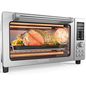 Nuwave Bravo Pro Smart 21QT Toaster Oven Air Fryer Combo, Convection Oven Countertop, 10 functions all in 1, with even & quick crisp technology, 50-450°F, 1800W, Stainless Steel