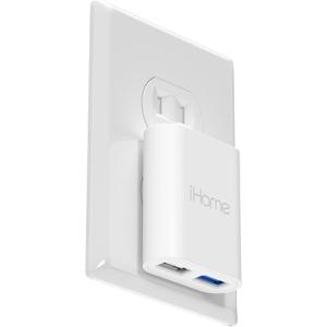 iHome Multiport 40W USB-C Charger, AC Pro 2-Port Flat Block, Dual Fast Charging Wall Adapter (White, 2 Port USB Charger)